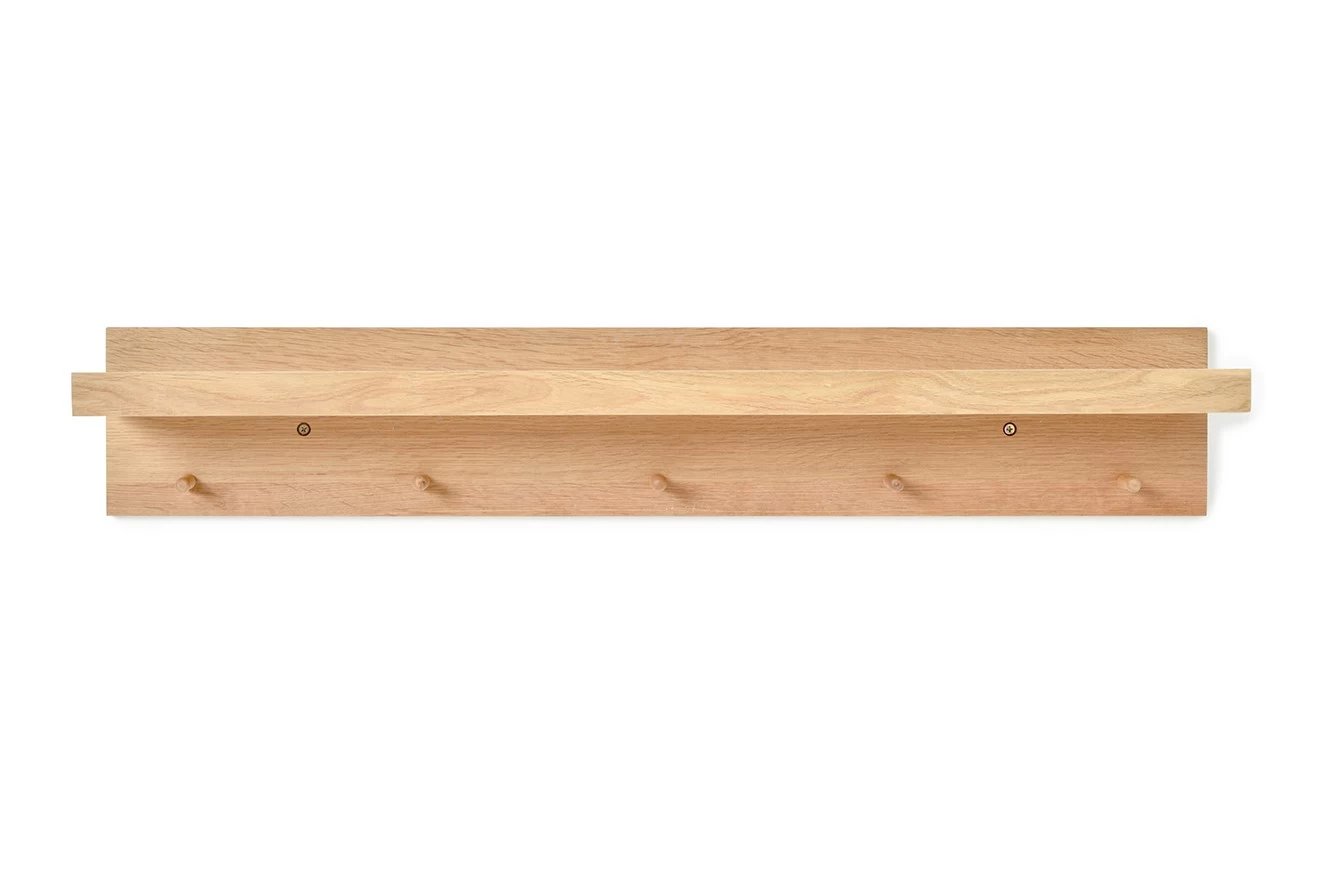 Oak Shaker 5-Hook Rail (80cm) 2 Oak Shaker 5-Hook Rail (80cm) - Image 2