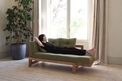 Oak Snuggler Sofabed -Cozy Home Shop Oak Snug Coast Weave Sea Foam Green Clay LF 3