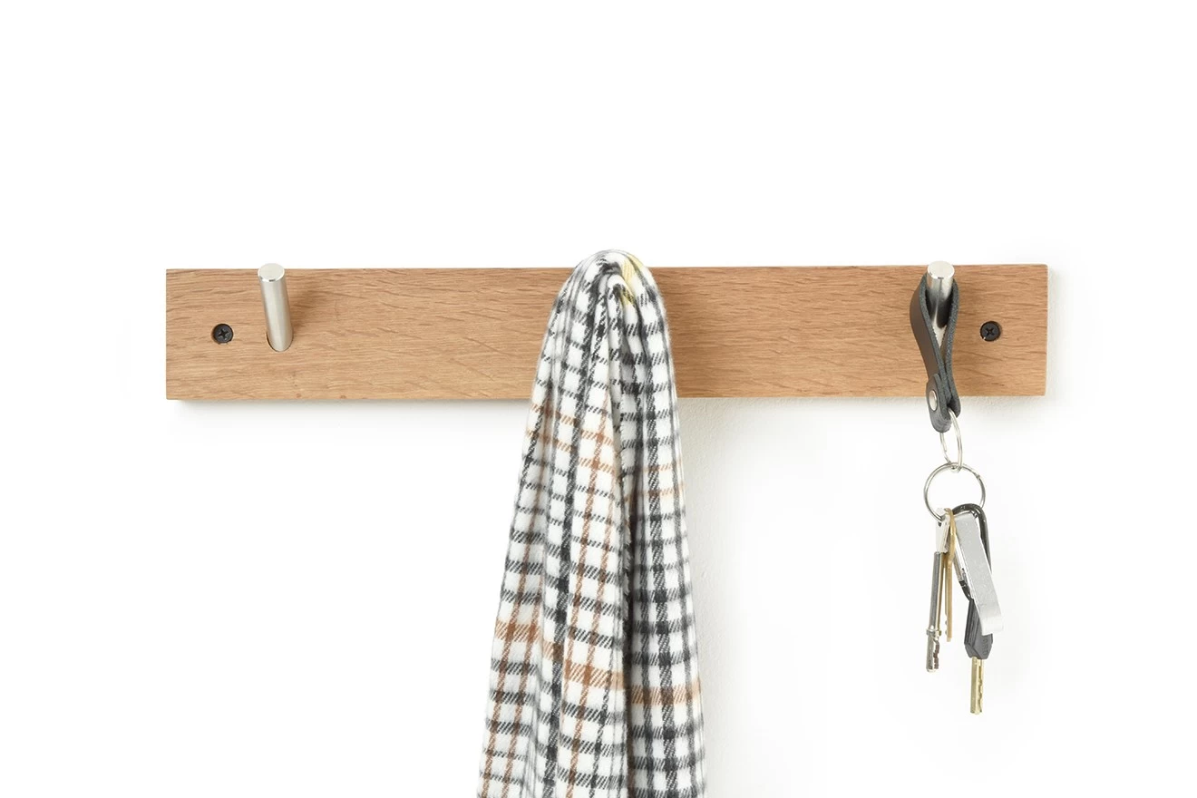 Oak 3 Hook Rail 2 Oak 3 Hook Rail - Image 2