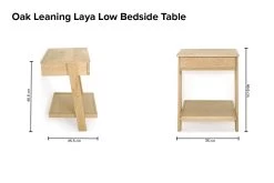 Oak Leaning Laya Low Bedside Table -Cozy Home Shop Oak leaning laya low bedside table qjtn 1v