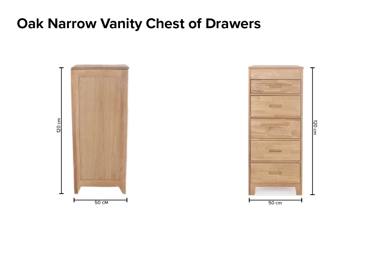 Oak Narrow Vanity Chest Of Drawers 13 Oak Narrow Vanity Chest Of Drawers - Image 13