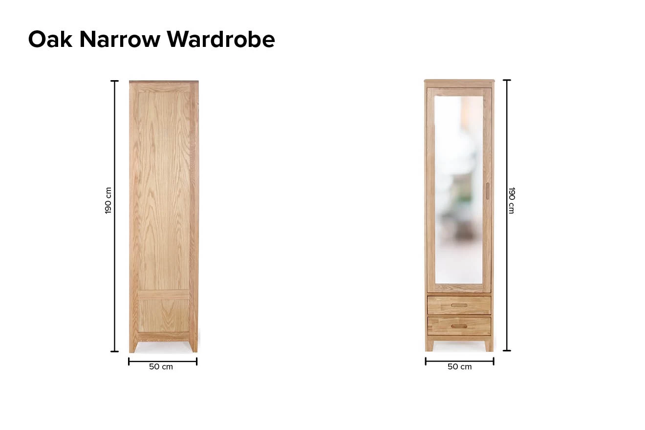 Oak Narrow Wardrobe 14 Oak Narrow Wardrobe - Image 14