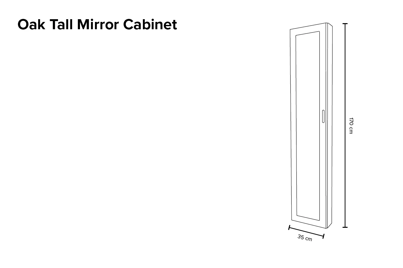 Oak Tall Mirror Cabinet 10 Oak Tall Mirror Cabinet - Image 10