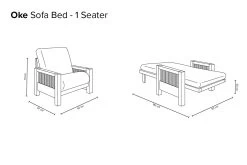 Oke - Single Seater Oak Sofa Bed -Cozy Home Shop Oke One Seater