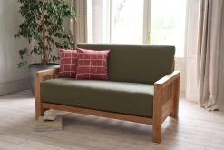Oke - 2 Seater Solid Oak Sofa Bed -Cozy Home Shop Oke Trifold Double Clay LS