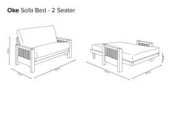 Oke - 2 Seater Solid Oak Sofa Bed -Cozy Home Shop Oke Two Seater