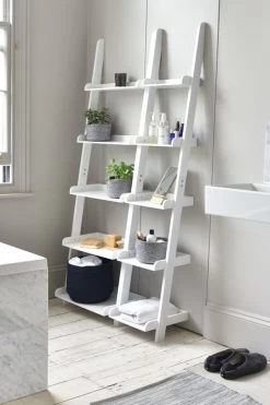 Ladder Shelf -Cozy Home Shop White MDF Leaning Shelves in bathroom myi9 lv