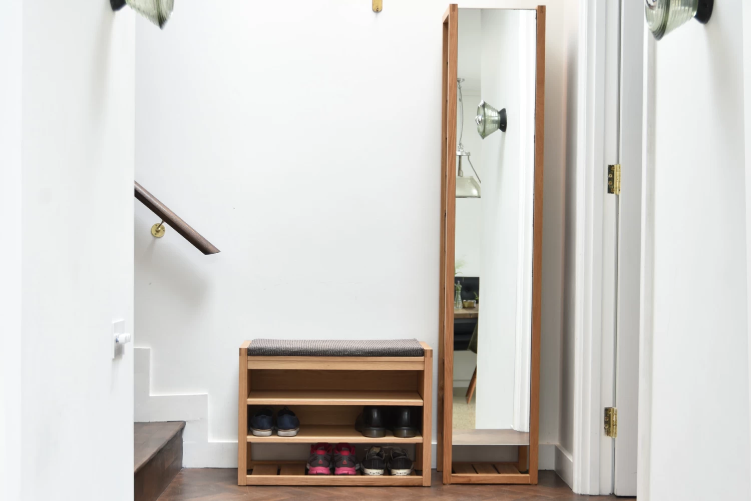 Oak Hallway Shoe Mirror 5 Oak Hallway Shoe Mirror - Image 5