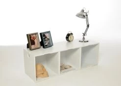 Stacking Cube -Cozy Home Shop white stacking cubes in row of 3